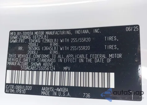 2025 Toyota Grand Highlander Hybrid Nightshade Edition из США, поврежденный, VIN 5TDACAB57SS056124